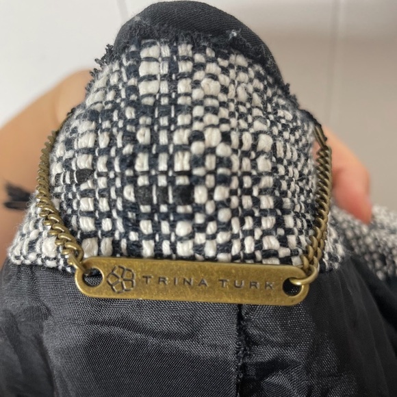 Trina Turk Weaved Black and White Jacket - Picture 4 of 6